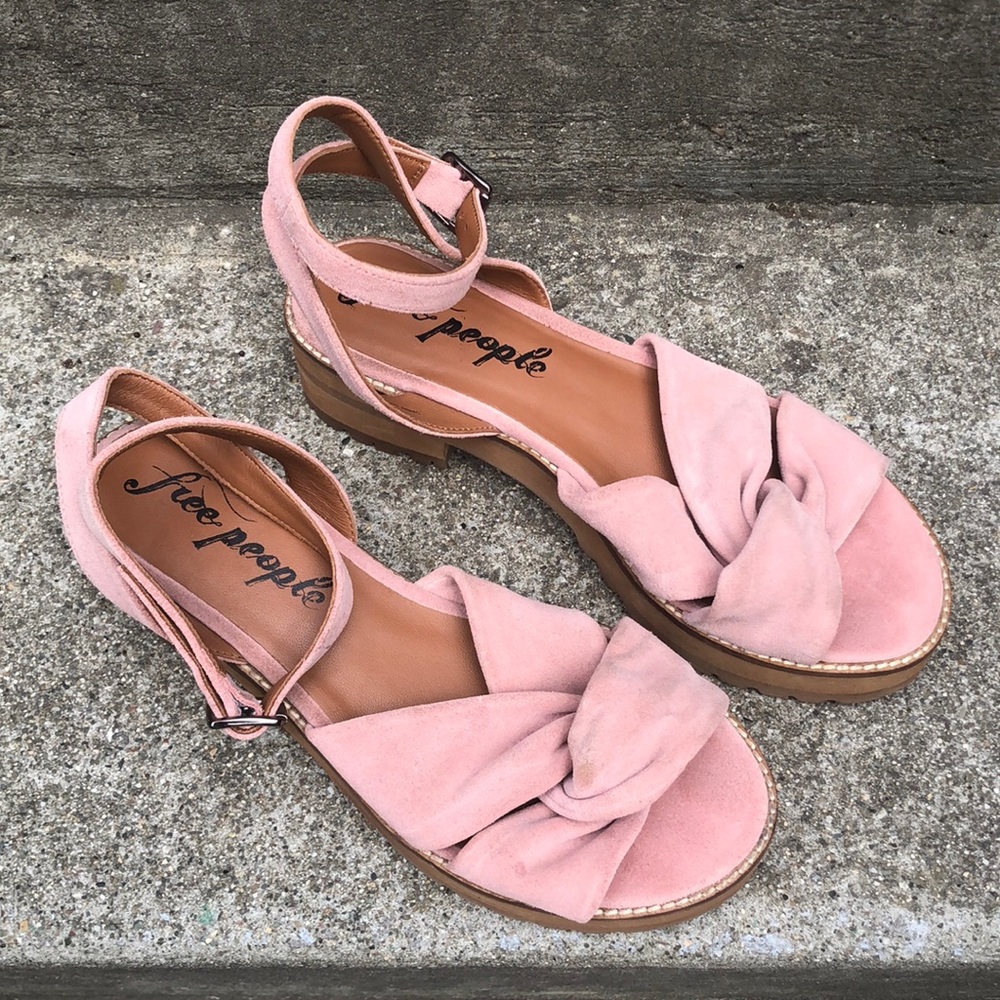 Free people pink suede heeled sandal